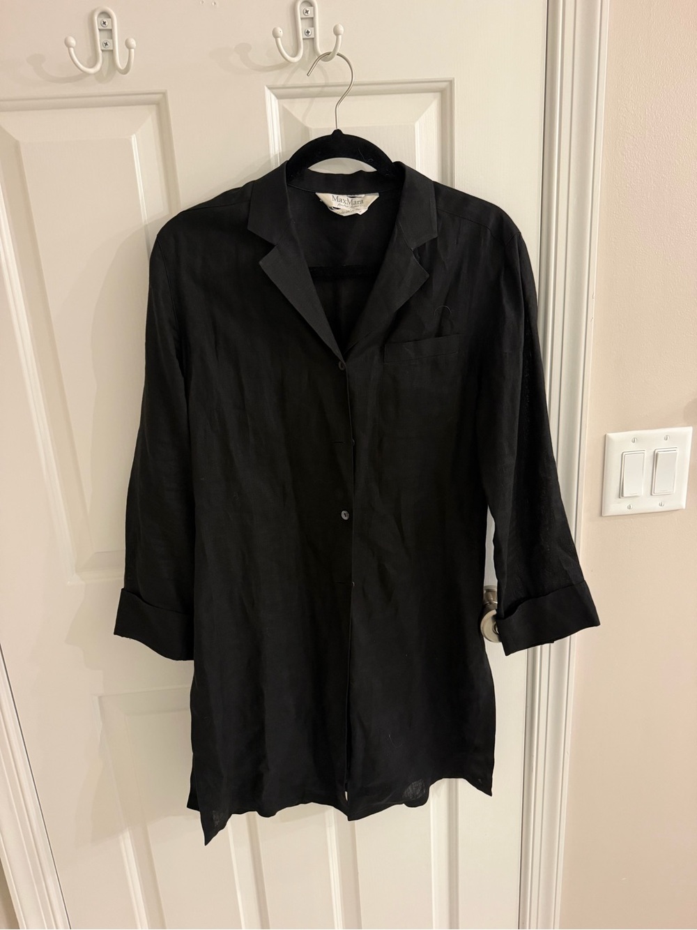 MaxMara Black Long Button-Up Shirt
